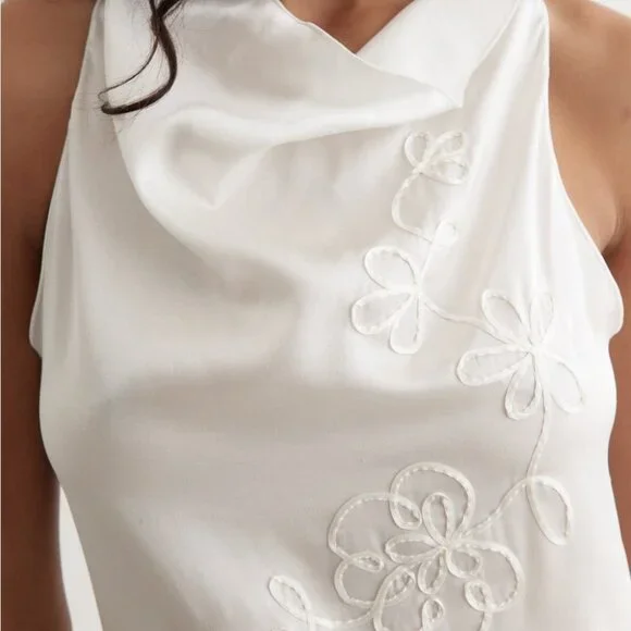 Paloma Wool Nolita Embroidered Silk Mini Dress Ecru Size Medium NWOT - Picture 4 of 8